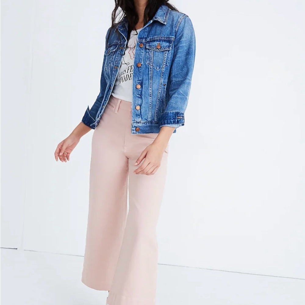 Madewell Emmett Wide Leg Cropped Pants in light pink